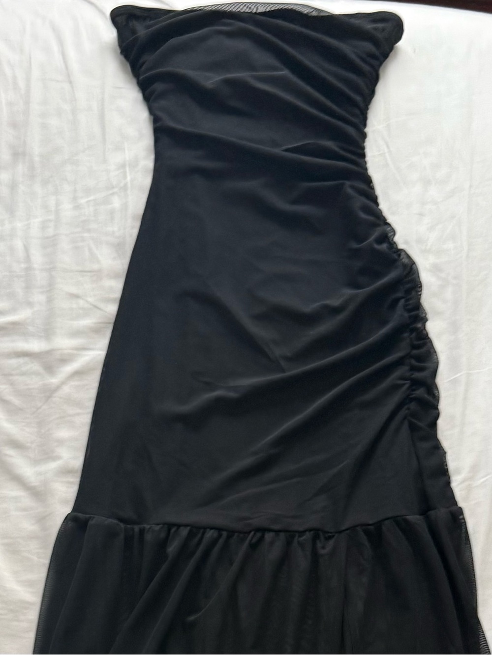 Strapless Black Mesh Maxi Dress - Picture 2 of 3